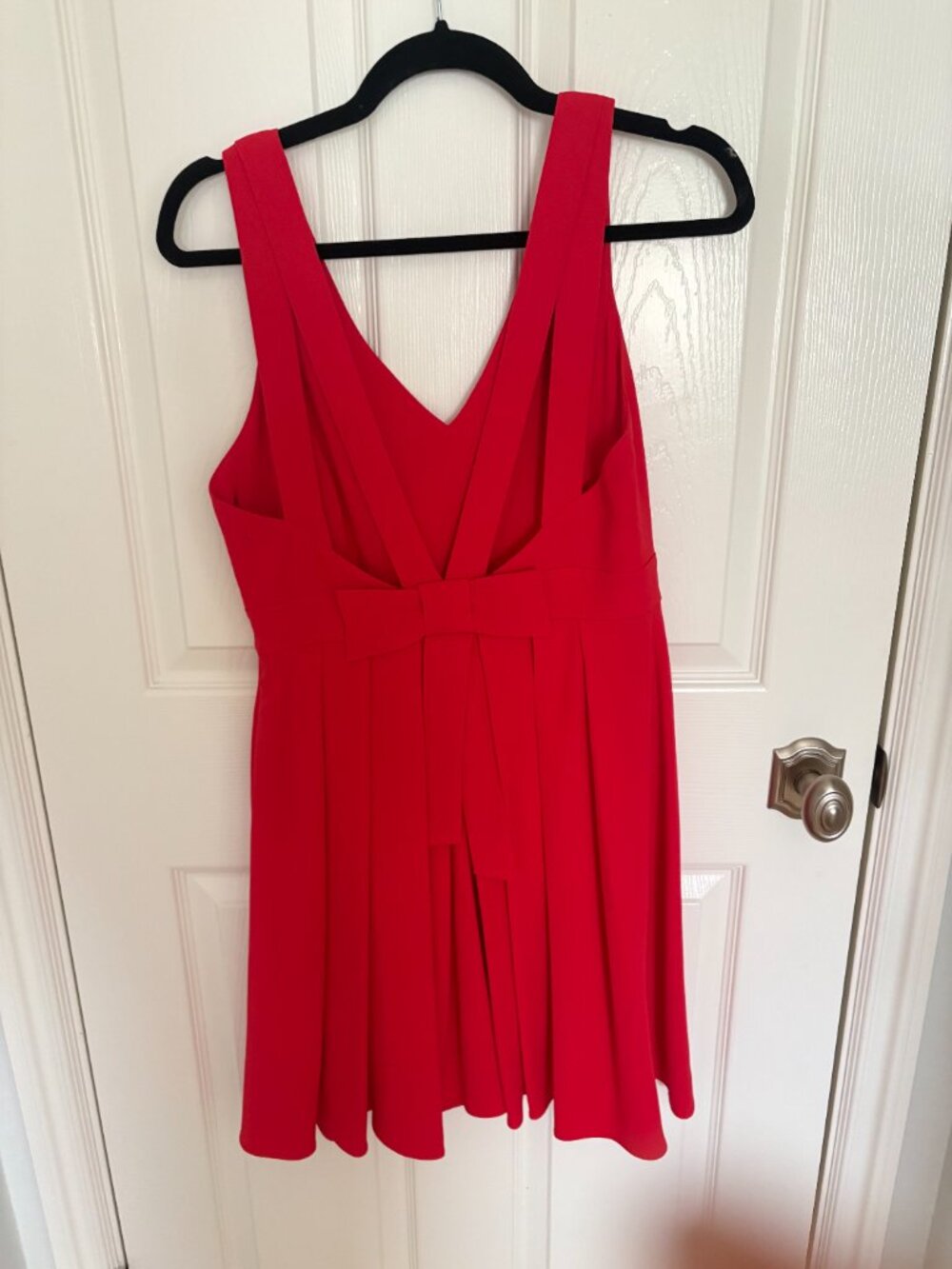 Claudie Pierlot Bow-Detail Crepe Skater Dress Red FR 40 / US 8 - Picture 3 of 4